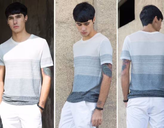 Moda verão em torno do pescoço manga curta camisola masculina de malha